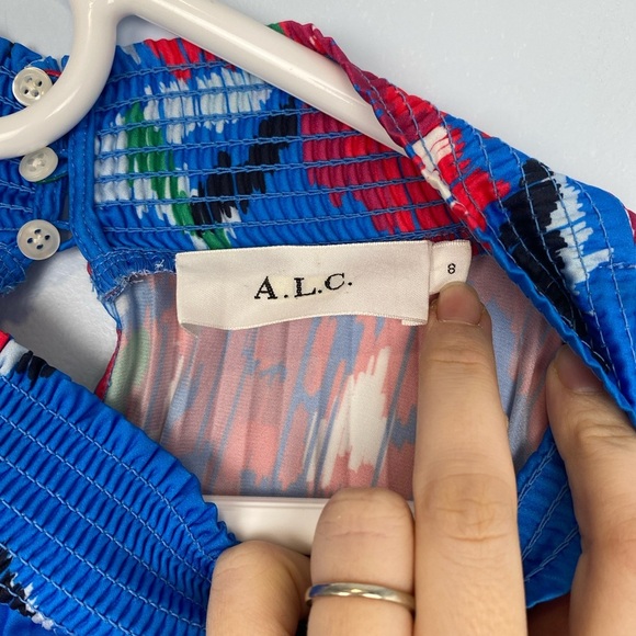 A.L.C. Renzo  Floral Pleated Midi Dress in Blue Size 8 Feminine Cocktail Party - Picture 4 of 10